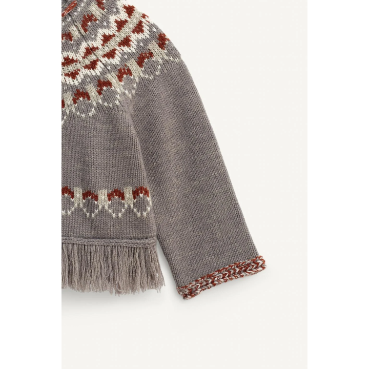 Джемпер-пончо с шерстью и бахромой