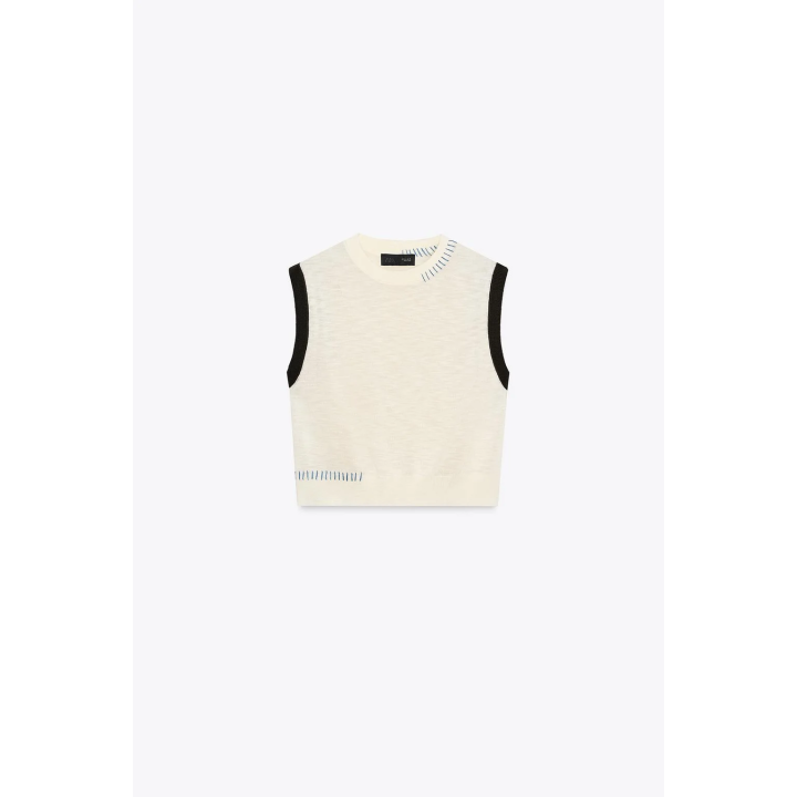 ТРИКОТАЖНЫЙ ТОП С КОНТРАСТНОЙ ОТДЕЛКОЙ