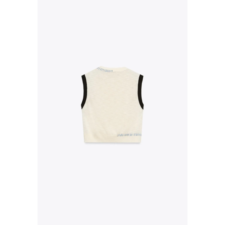 ТРИКОТАЖНЫЙ ТОП С КОНТРАСТНОЙ ОТДЕЛКОЙ