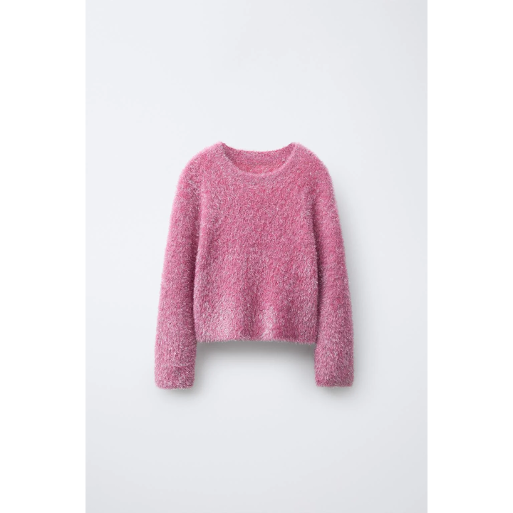 СВИТЕР ИЗ ВОРСИСТОГО ТРИКОТАЖА С БЛЕСТКАМИ