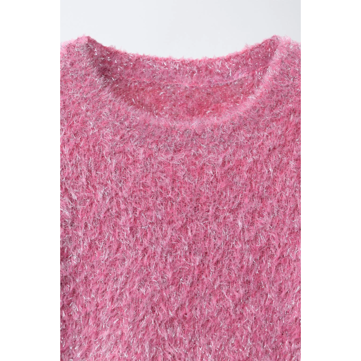 СВИТЕР ИЗ ВОРСИСТОГО ТРИКОТАЖА С БЛЕСТКАМИ