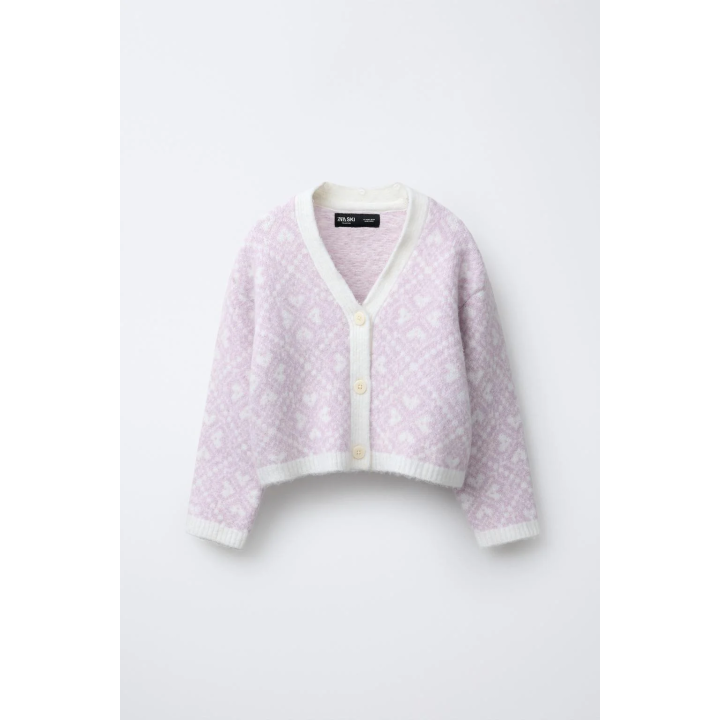 Кардиган с жаккардовым узором с отстёгивающимся воротником из искусственного меха - коллекция лыжной моды