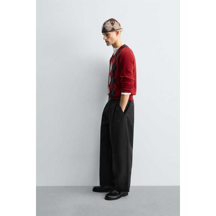 СВИТЕР 100% ШЕРСТЬ ЖАККАРД «РОМБЫ»