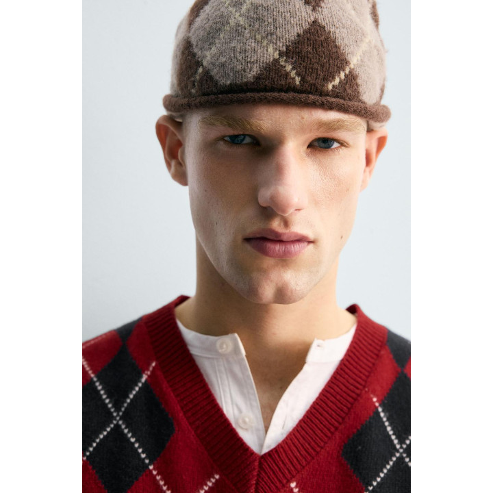 СВИТЕР 100% ШЕРСТЬ ЖАККАРД «РОМБЫ»