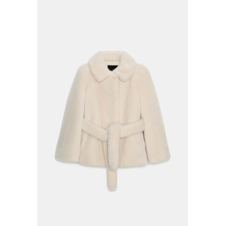 КОРОТКОЕ ПАЛЬТО ИЗ ИСКУССТВЕННОГО МЕХА С ПОЯСОМ — ZW COLLECTION