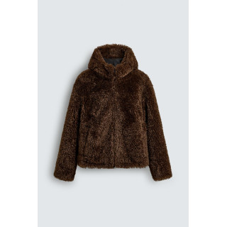 КУРТКА ИЗ ИСКУССТВЕННОГО МЕХА С КАПЮШОНОМ