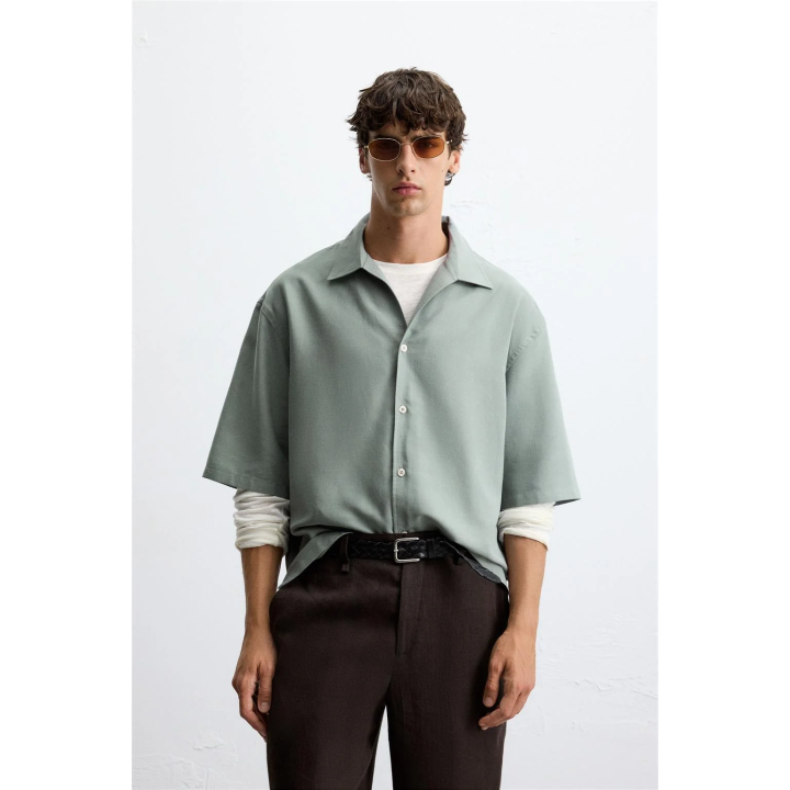 РУБАШКА RELAXED FIT ИЗ СТРУЯЩЕЙСЯ ТКАНИ