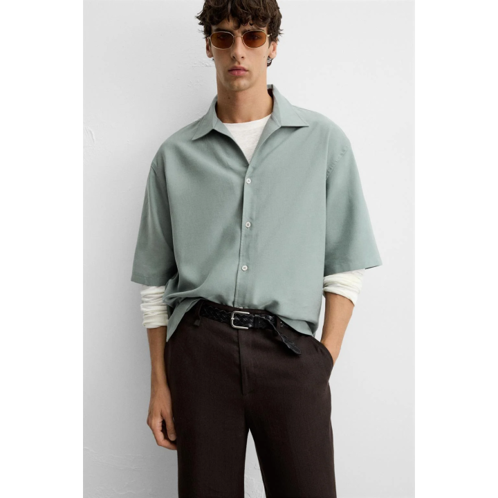 РУБАШКА RELAXED FIT ИЗ СТРУЯЩЕЙСЯ ТКАНИ