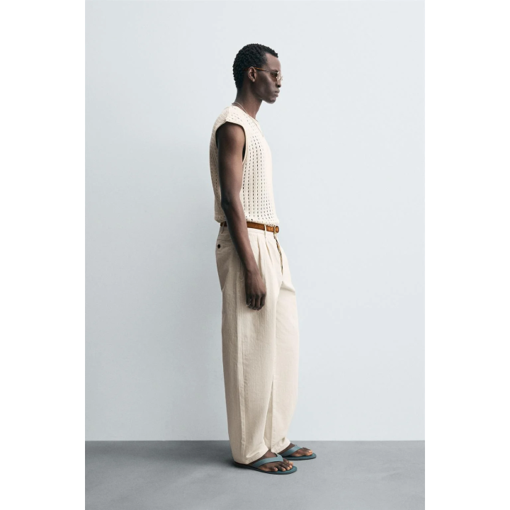 ФУТБОЛКА С АЖУРНОЙ ВЯЗКОЙ БЕЗ РУКАВОВ