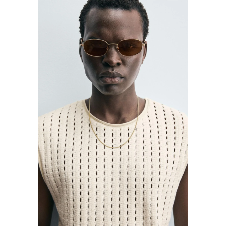 ФУТБОЛКА С АЖУРНОЙ ВЯЗКОЙ БЕЗ РУКАВОВ