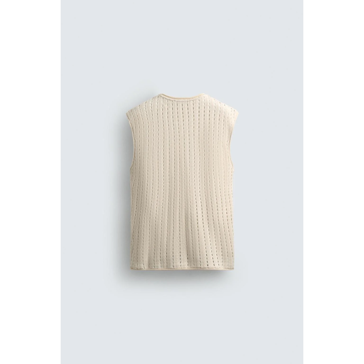 ФУТБОЛКА С АЖУРНОЙ ВЯЗКОЙ БЕЗ РУКАВОВ