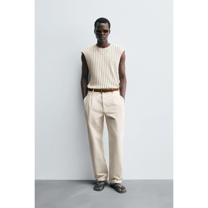 ФУТБОЛКА С АЖУРНОЙ ВЯЗКОЙ БЕЗ РУКАВОВ