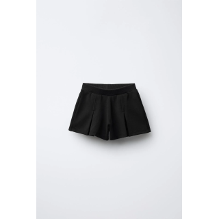 Шорты-юбка в стиле бермуд с эластичным поясом и деталями в виде коробочной складки