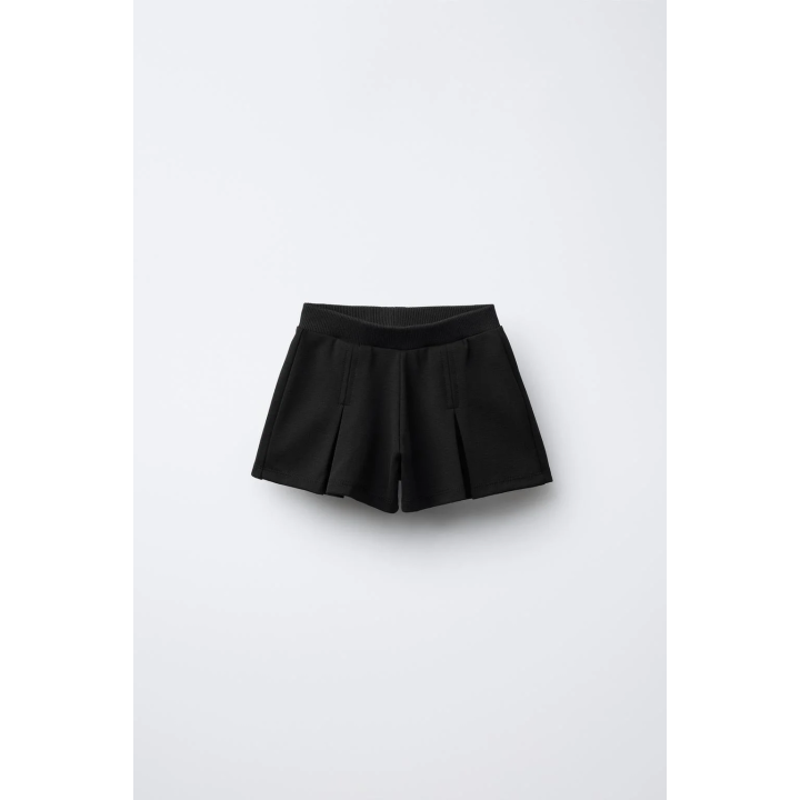 Шорты-юбка в стиле бермуд с эластичным поясом и деталями в виде коробочной складки