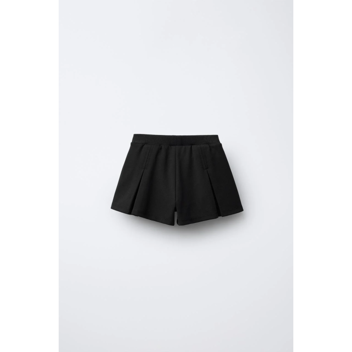 Шорты-юбка в стиле бермуд с эластичным поясом и деталями в виде коробочной складки
