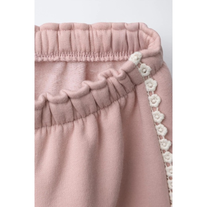 БРЮКИ-ДЖОГГЕРЫ С ЦВЕТОЧНЫМ КРУЖЕВОМ