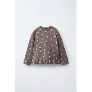 ФУТБОЛКА С ПРИНТОМ И ОБОРКОЙ ИЗ МЯГКОЙ ТКАНИ