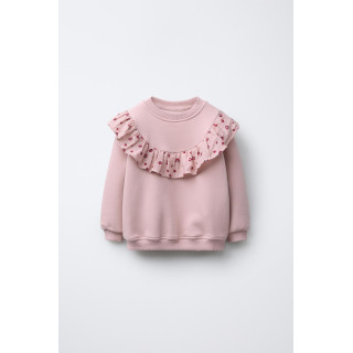 ТОЛСТОВКА С ВОЛАНАМИ И ЦВЕТОЧНЫМ ПРИНТОМ