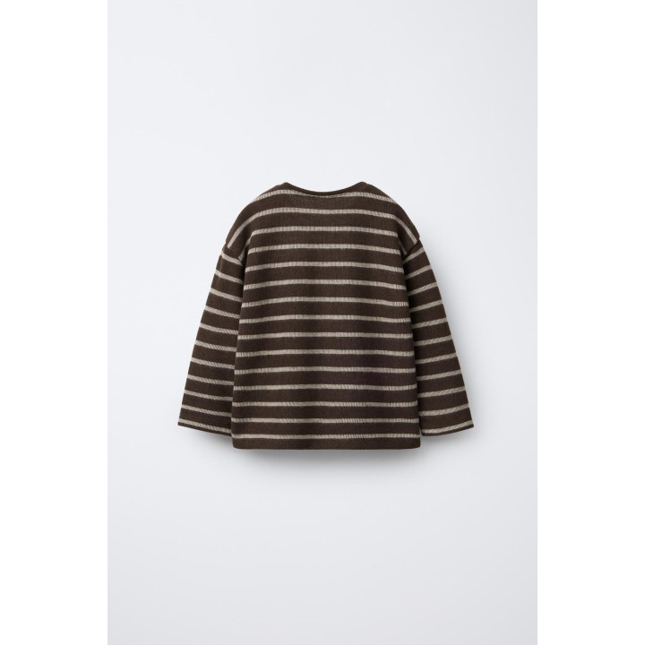 ФУТБОЛКА ИЗ МЯГКОЙ ТКАНИ В ПОЛОСКУ С МАХРОВОЙ НАШИВКОЙ «КРОЛИК»