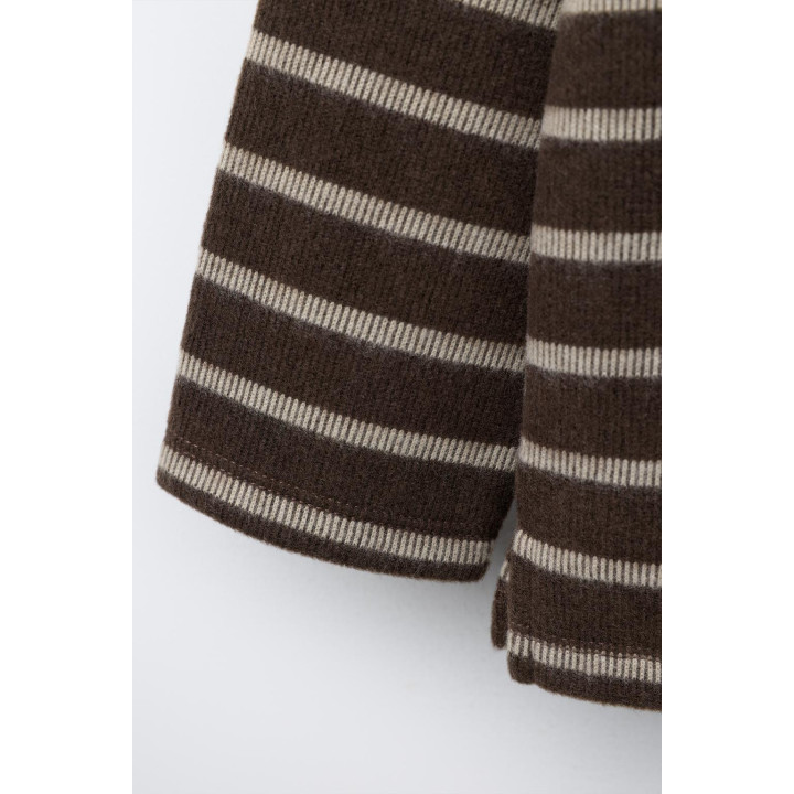 ФУТБОЛКА ИЗ МЯГКОЙ ТКАНИ В ПОЛОСКУ С МАХРОВОЙ НАШИВКОЙ «КРОЛИК»