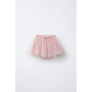 ЮБКА ИЗ ТЮЛЯ С БЛЁСТКАМИ И БАНТОМ