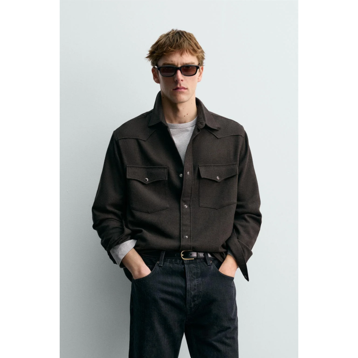 РУБАШКА В СТИЛЕ ВЕСТЕРН ИЗ ШЕРСТИ AARON LEVINE X ZARA