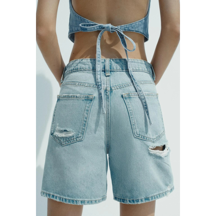 ДЖИНСОВЫЕ ШОРТЫ TRF С РАЗРЕЗАМИ И СРЕДНЕЙ ПОСАДКОЙ