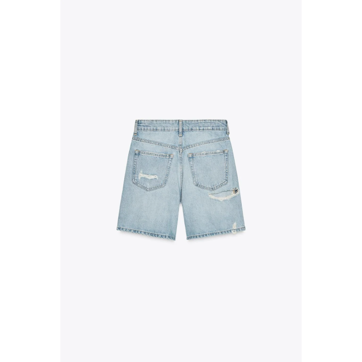 ДЖИНСОВЫЕ ШОРТЫ TRF С РАЗРЕЗАМИ И СРЕДНЕЙ ПОСАДКОЙ