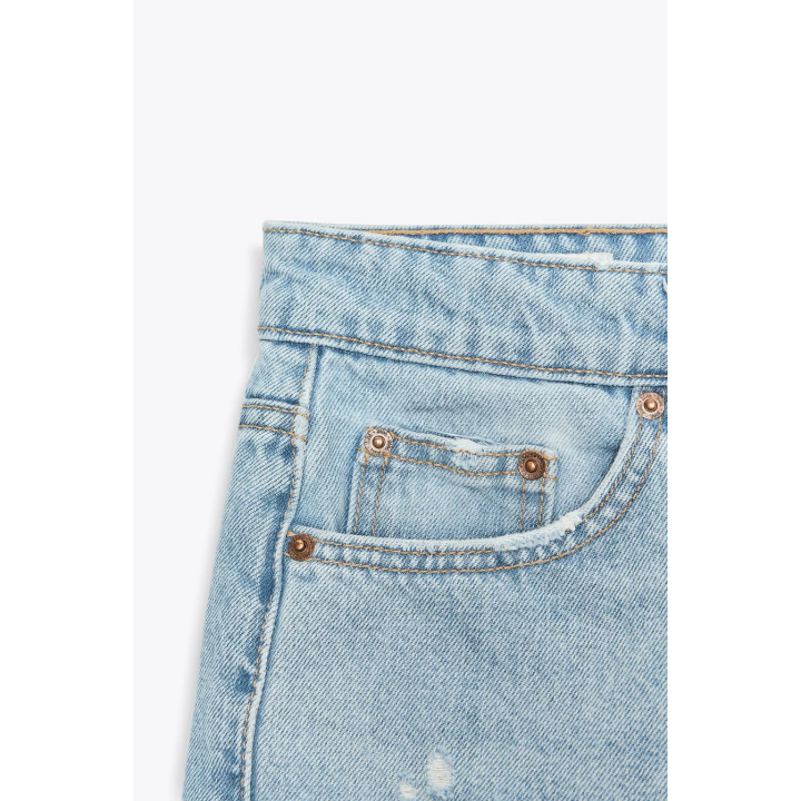 Джинсовые мини-шорты trf с высокой посадкой и потертостями