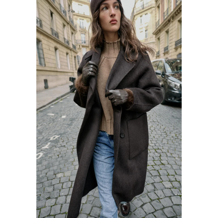 ДЛИННОЕ ДВУБОРТНОЕ ПАЛЬТО ИЗ ШЕРСТИ