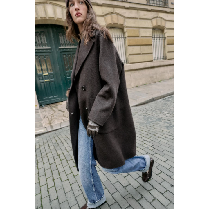 ДЛИННОЕ ДВУБОРТНОЕ ПАЛЬТО ИЗ ШЕРСТИ