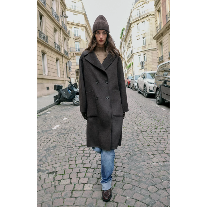 ДЛИННОЕ ДВУБОРТНОЕ ПАЛЬТО ИЗ ШЕРСТИ