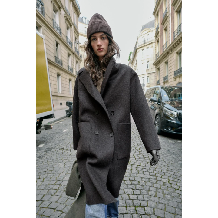 ДЛИННОЕ ДВУБОРТНОЕ ПАЛЬТО ИЗ ШЕРСТИ