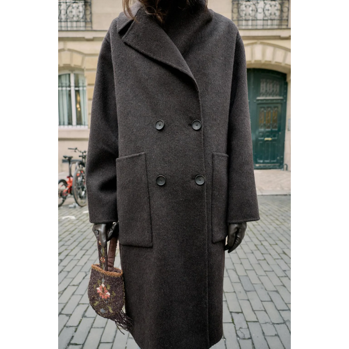 ДЛИННОЕ ДВУБОРТНОЕ ПАЛЬТО ИЗ ШЕРСТИ