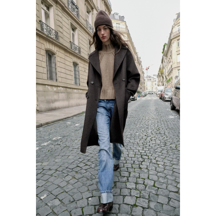 ДЛИННОЕ ДВУБОРТНОЕ ПАЛЬТО ИЗ ШЕРСТИ