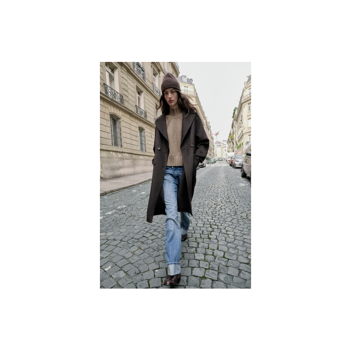 ДЛИННОЕ ДВУБОРТНОЕ ПАЛЬТО ИЗ ШЕРСТИ