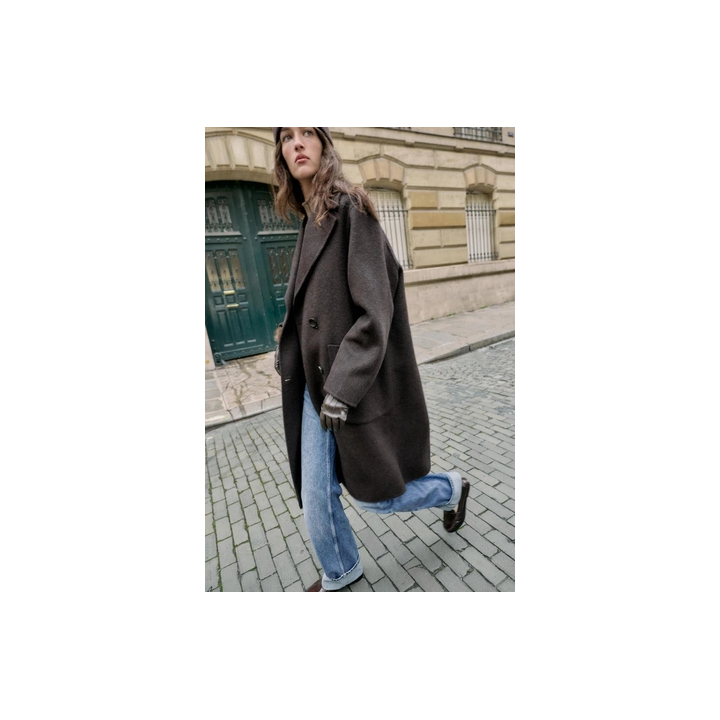 ДЛИННОЕ ДВУБОРТНОЕ ПАЛЬТО ИЗ ШЕРСТИ