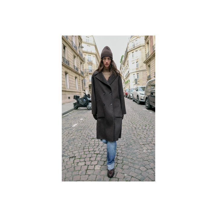 ДЛИННОЕ ДВУБОРТНОЕ ПАЛЬТО ИЗ ШЕРСТИ