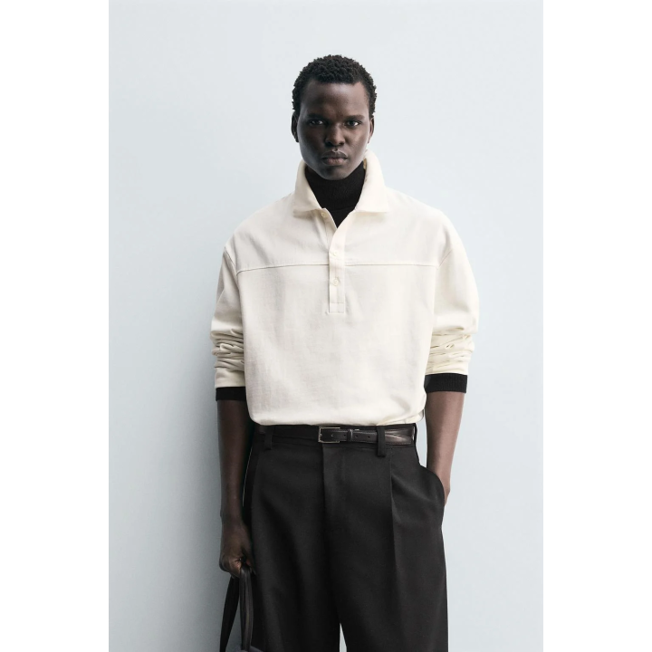 Рубашка поло прямого кроя с текстурой