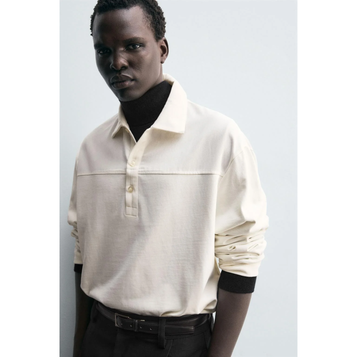 Рубашка поло прямого кроя с текстурой