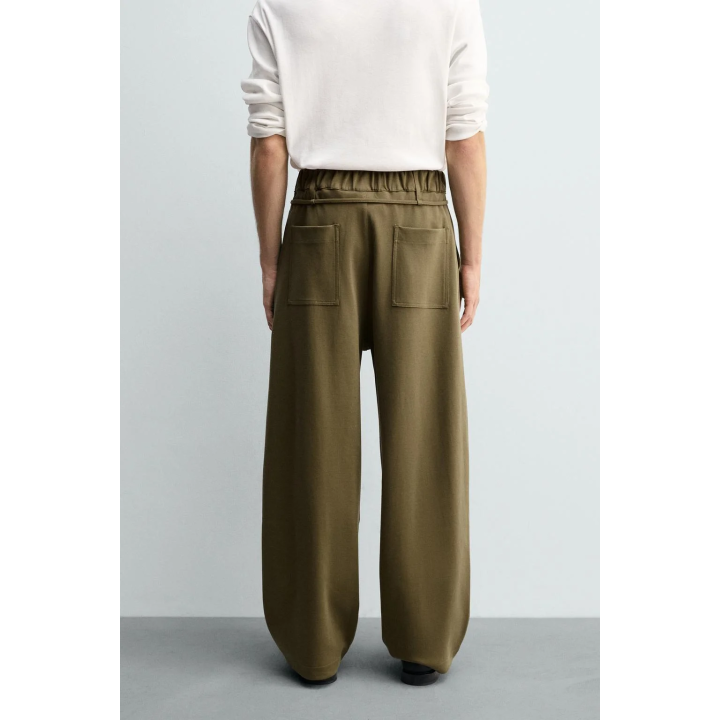 БРЮКИ С ЗАЩИПАМИ И ШНУРКОМ