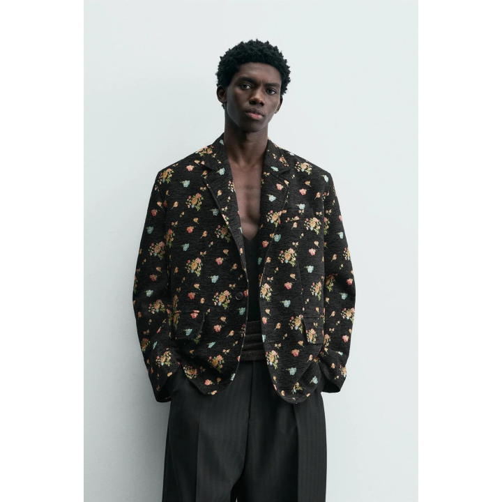Модный жакет с цветочным жаккардовым узором