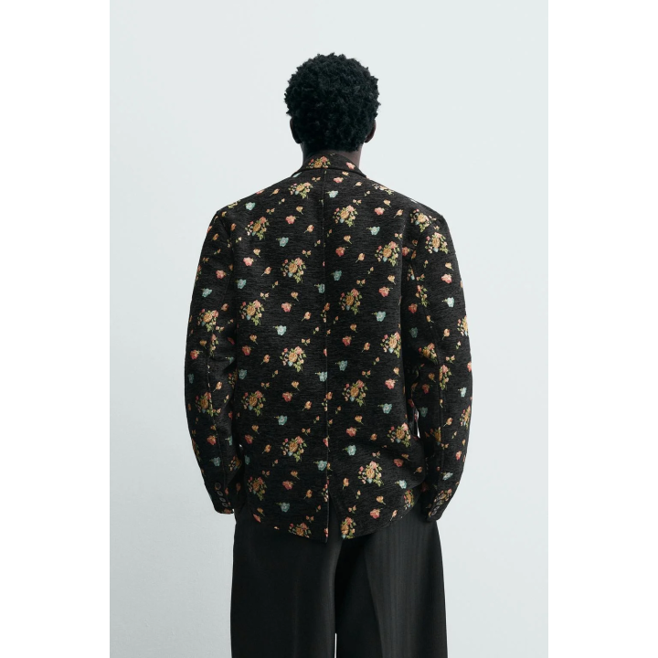 Модный жакет с цветочным жаккардовым узором