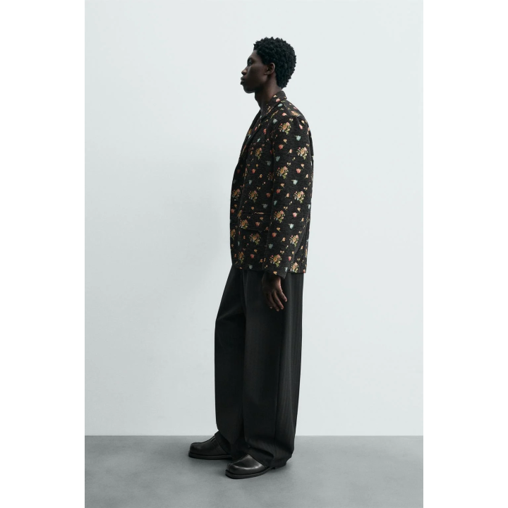 Модный жакет с цветочным жаккардовым узором