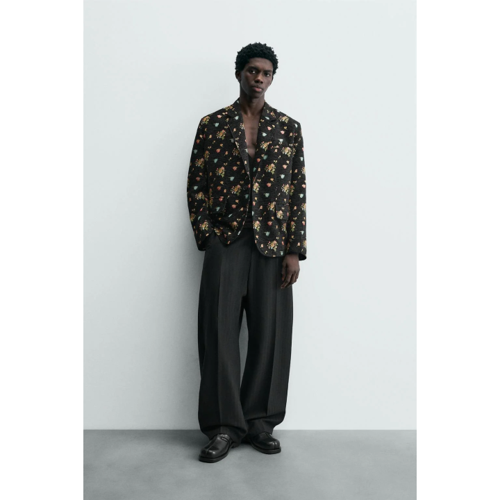 Модный жакет с цветочным жаккардовым узором