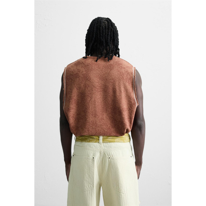 ТРИКОТАЖНАЯ МАЙКА С ЭФФЕКТОМ ПОТЕРТОСТИ