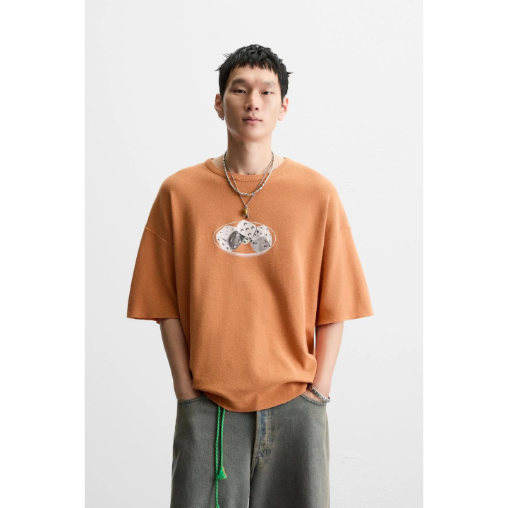 Футболка вязаная с принтом в морском стиле