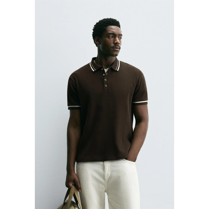 ПОЛО В РУБЧИК С КОНТРАСТНОЙ ОТДЕЛКОЙ