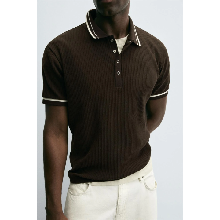 ПОЛО В РУБЧИК С КОНТРАСТНОЙ ОТДЕЛКОЙ