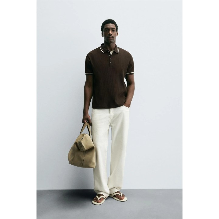 ПОЛО В РУБЧИК С КОНТРАСТНОЙ ОТДЕЛКОЙ